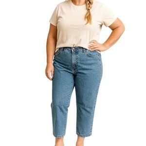 Women Within 16W Denim Jean Cropped Pants 100% Cotton Casual